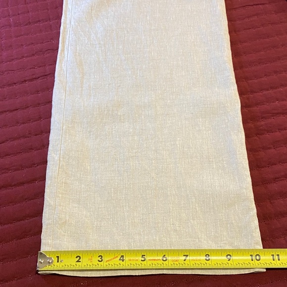 Size 4 Talbots 100% Linen Cream Wide-Leg Pants with Button Detail - Picture 8 of 11